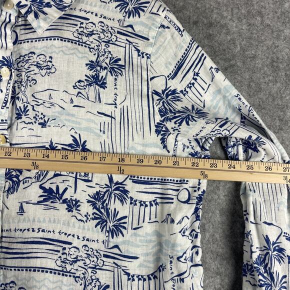 Calypso St Barth 100% Linen Top Womens XL Printed Button Up Tropical Coastal - Picture 5 of 14